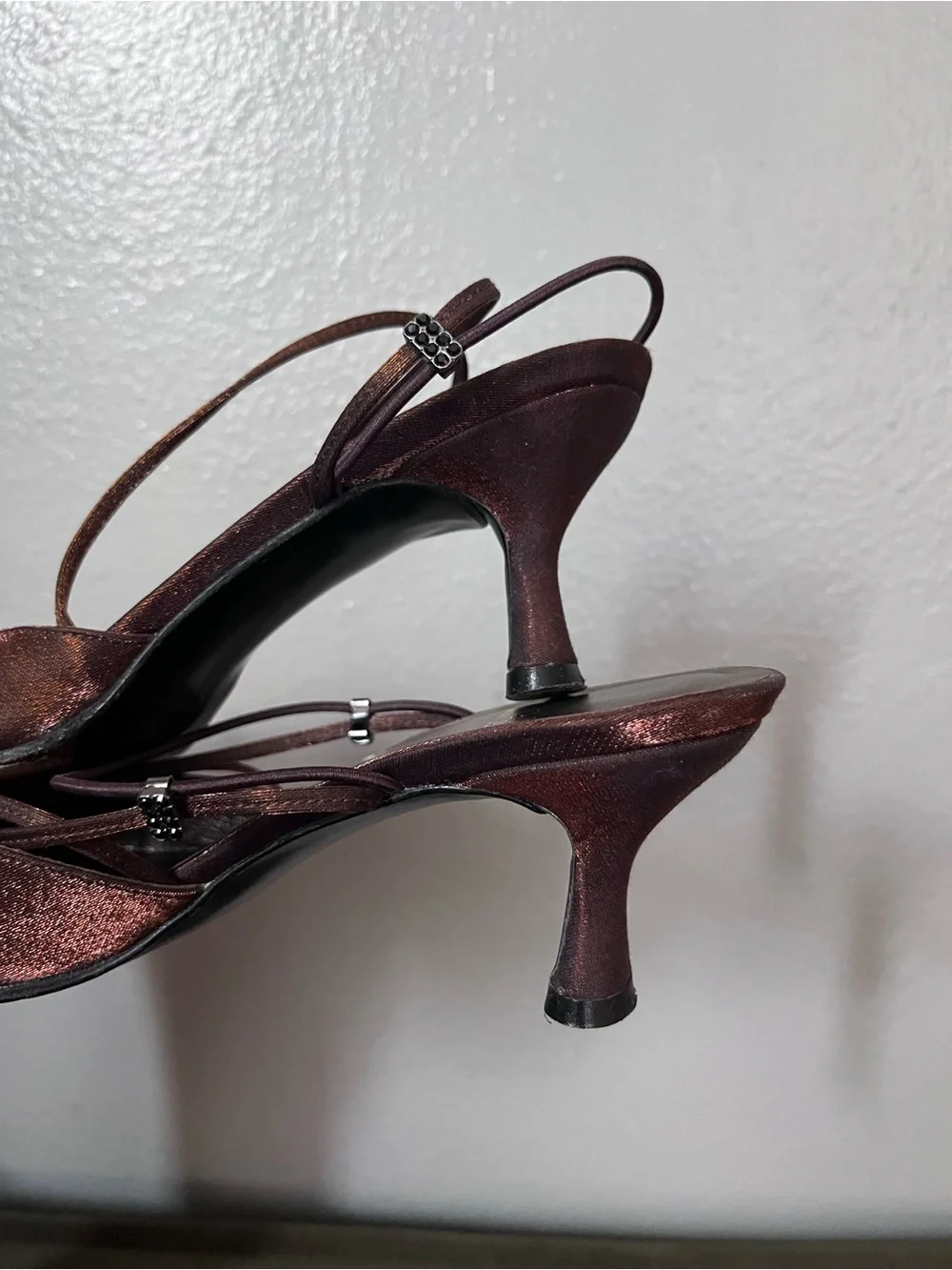 Stuart Weitzman Metallic Copper Slingback Kitten Heels